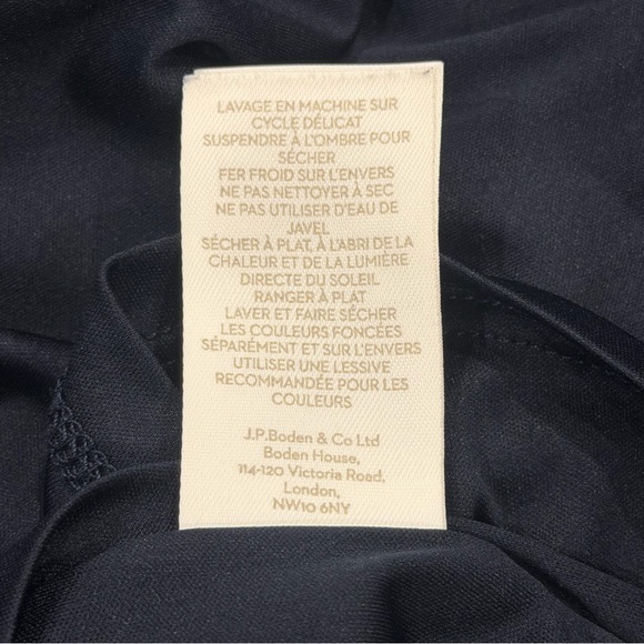 Boden 14 Navy blue Floral Midi Dress belt full skirt flowers lined short sleeve - Picture 11 of 14